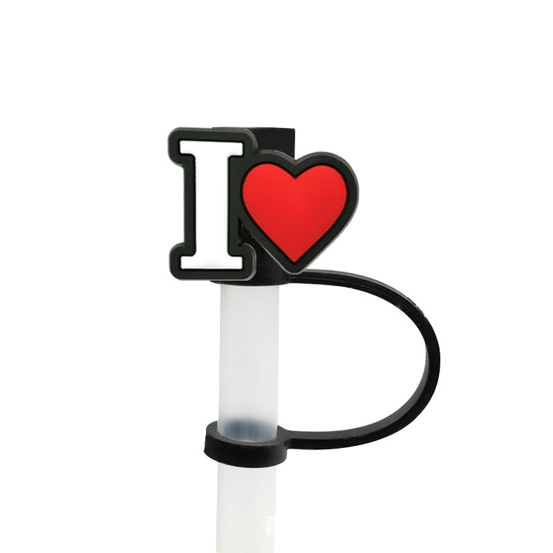 Wholesale 10pcs/pack Cute casual straw cover straw cap cartoon silicone straw dust cap dust plug